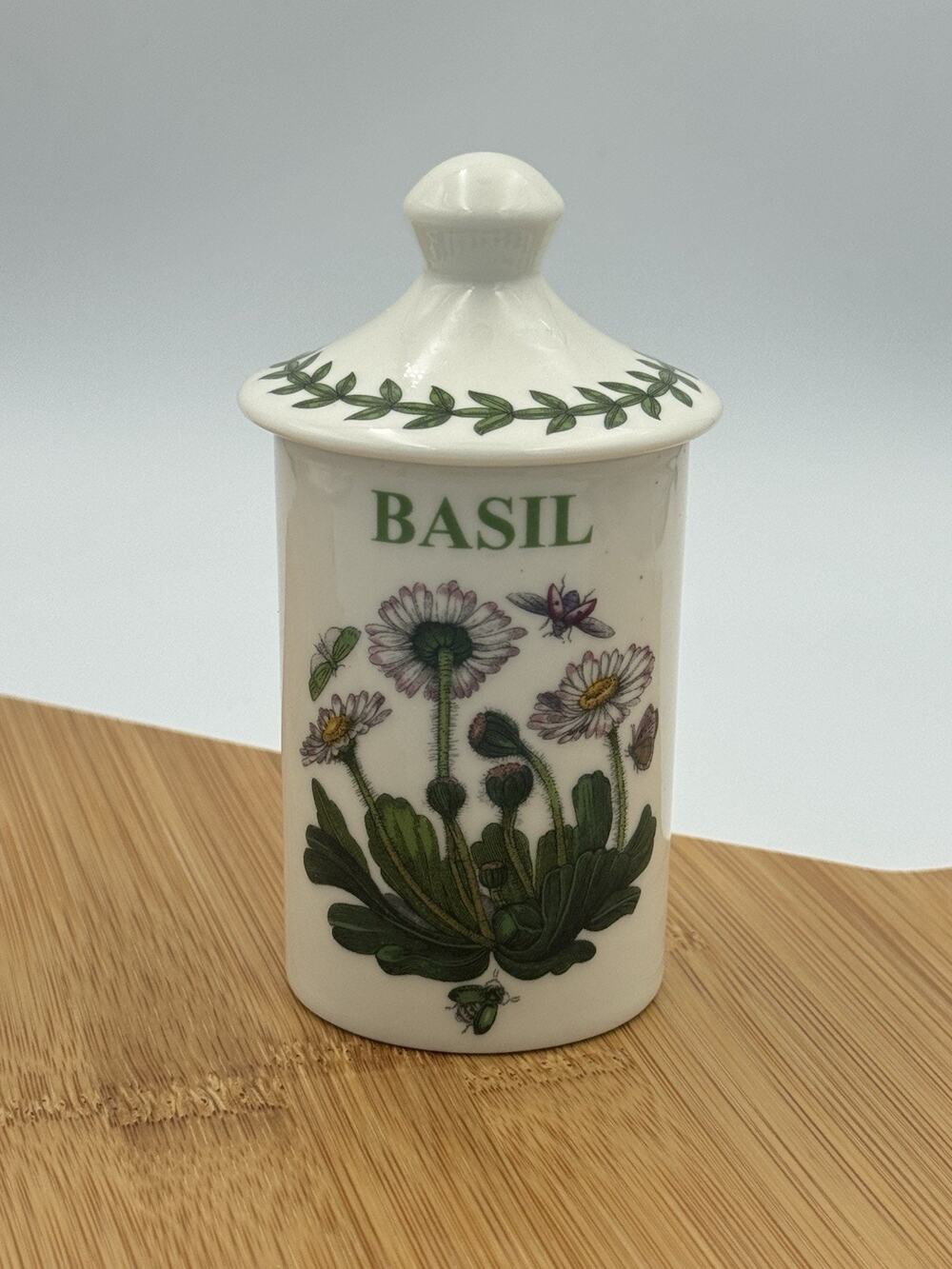 Portmeirion Botanic Garden Basil Spice Jar Canister w Lid Butterfly Floral